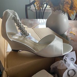 White Open Toe Wedge Sandal